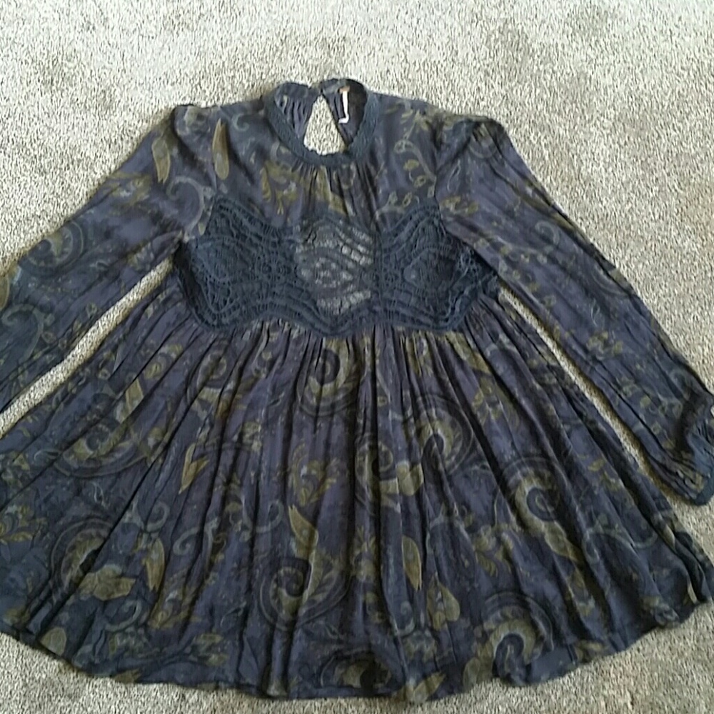 [Free People] Blue and Green Mini Dress